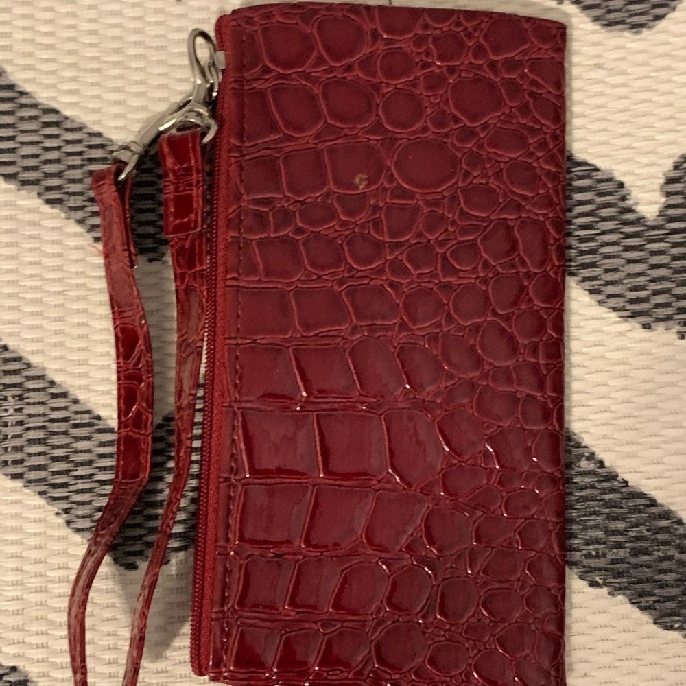 Red Snakeskin Mini Rectangular Clutch/Wristlet - image 5
